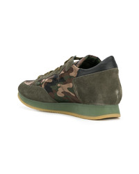 Baskets basses camouflage olive Philippe Model