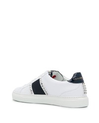 Baskets basses en cuir à clous blanches et noires Philipp Plein