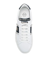 Baskets basses en cuir à clous blanches et noires Philipp Plein