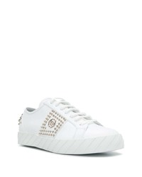 Baskets basses en cuir à clous blanches Philipp Plein