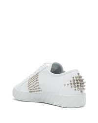 Baskets basses en cuir à clous blanches Philipp Plein