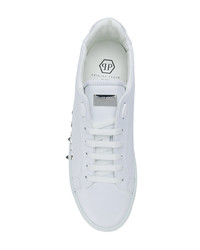 Baskets basses en cuir à clous blanches Philipp Plein