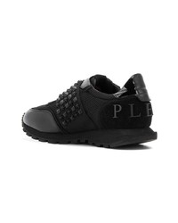 Baskets basses en cuir à clous noires Philipp Plein