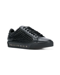 Baskets basses en cuir à clous noires Philipp Plein