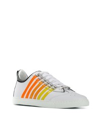 Baskets basses en cuir à rayures horizontales blanches DSQUARED2