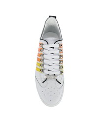 Baskets basses en cuir à rayures horizontales blanches DSQUARED2