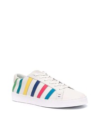 Baskets basses en cuir à rayures horizontales blanches PS Paul Smith