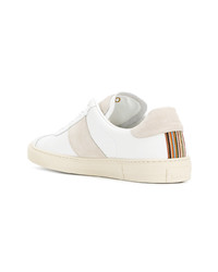 Baskets basses en cuir à rayures horizontales blanches Paul Smith