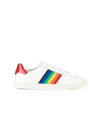 Baskets basses en cuir à rayures horizontales blanches DSQUARED2