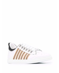 Baskets basses en cuir à rayures horizontales blanches DSQUARED2