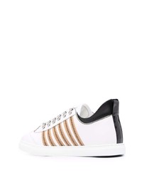 Baskets basses en cuir à rayures horizontales blanches DSQUARED2