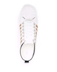 Baskets basses en cuir à rayures horizontales blanches DSQUARED2