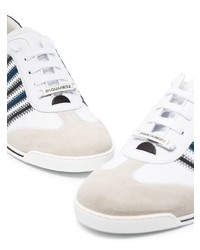 Baskets basses en cuir à rayures horizontales blanches DSQUARED2