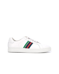 Baskets basses en cuir à rayures horizontales blanches Ps By Paul Smith
