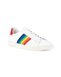 Baskets basses en cuir à rayures horizontales blanches DSQUARED2