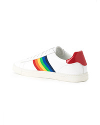 Baskets basses en cuir à rayures horizontales blanches DSQUARED2