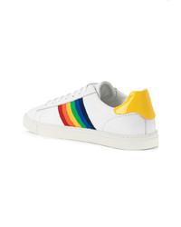 Baskets basses en cuir à rayures horizontales blanches DSQUARED2