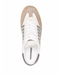 Baskets basses en cuir à rayures horizontales blanches DSQUARED2