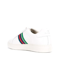 Baskets basses en cuir à rayures horizontales blanches Ps By Paul Smith