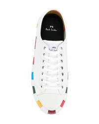 Baskets basses en cuir à rayures verticales blanches Ps By Paul Smith