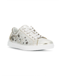 Baskets basses en cuir argentées Jimmy Choo