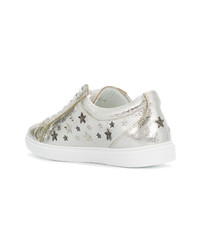 Baskets basses en cuir argentées Jimmy Choo