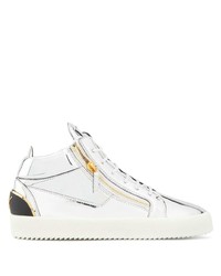 Baskets basses en cuir argentées Giuseppe Zanotti