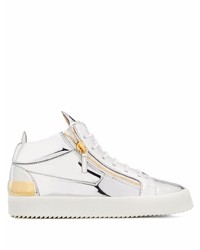 Baskets basses en cuir argentées Giuseppe Zanotti