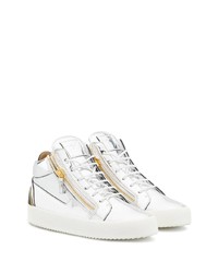 Baskets basses en cuir argentées Giuseppe Zanotti