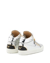 Baskets basses en cuir argentées Giuseppe Zanotti