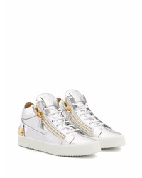 Baskets basses en cuir argentées Giuseppe Zanotti