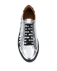 Baskets basses en cuir argentées Givenchy