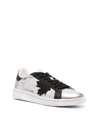 Baskets basses en cuir argentées DSQUARED2