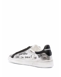 Baskets basses en cuir argentées DSQUARED2