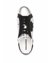 Baskets basses en cuir argentées DSQUARED2