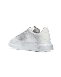 Baskets basses en cuir argentées Alexander McQueen