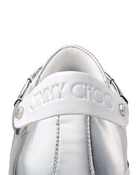 Baskets basses en cuir argentées Jimmy Choo