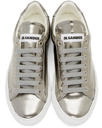 Baskets basses en cuir argentées Jil Sander