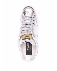 Baskets basses en cuir argentées Golden Goose