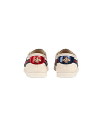 Baskets basses en cuir beiges Gucci