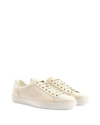 Baskets basses en cuir beiges Gucci