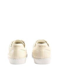 Baskets basses en cuir beiges Gucci