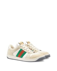 Baskets basses en cuir beiges Gucci