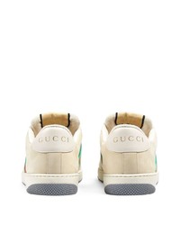 Baskets basses en cuir beiges Gucci