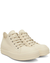 Baskets basses en cuir beiges Rick Owens