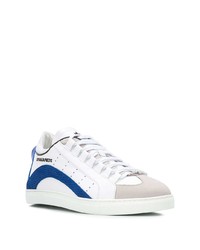 Baskets basses en cuir blanc et bleu marine DSQUARED2