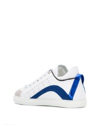 Baskets basses en cuir blanc et bleu marine DSQUARED2