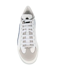 Baskets basses en cuir blanc et bleu marine DSQUARED2