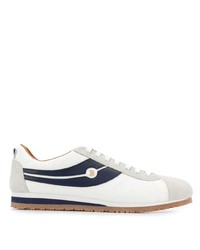 Baskets basses en cuir blanc et bleu marine Bally