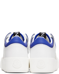 Baskets basses en cuir blanc et bleu marine Moncler